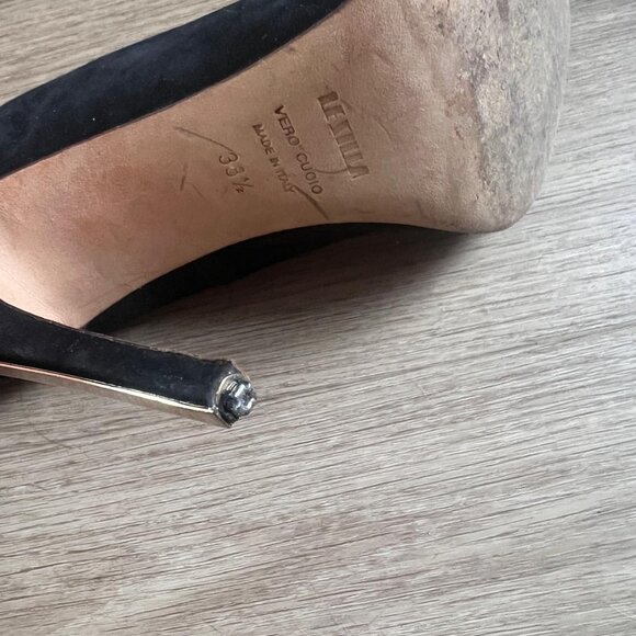 Le Silla Black Suede Heels with Gold Detail – Size 38.5 (fits like 8) - Picture 4 of 4